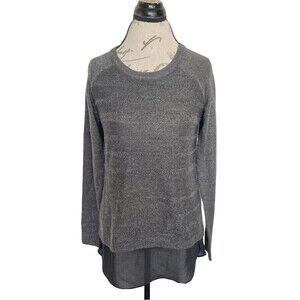 AGB Womens Sweater Hemmed Lace Sz Medium Metallic Holiday Glitter Festival Party